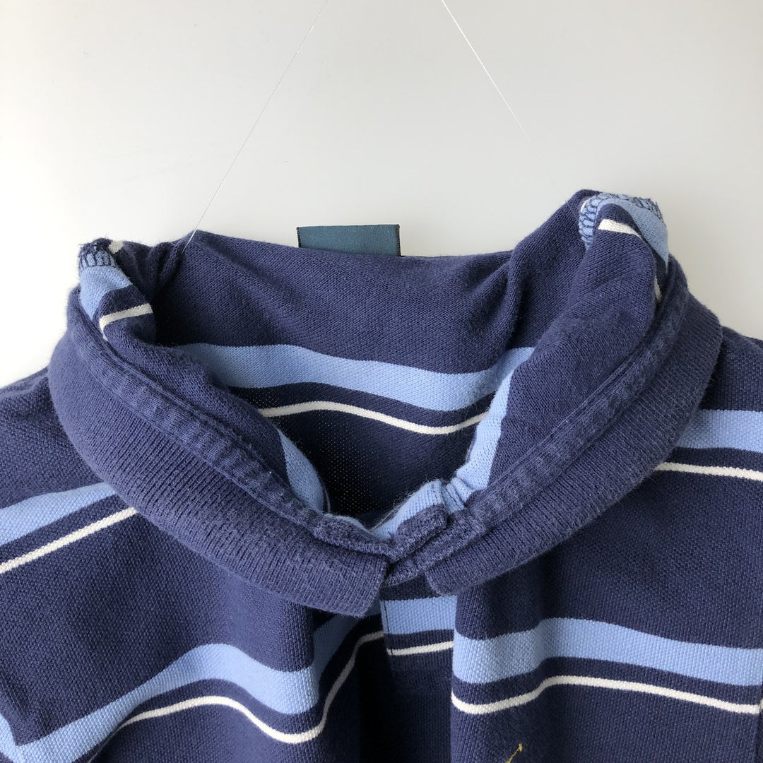 Ralph Lauren POLO by Ralph Lauren CUSTOM FIT Multi-stripe Short-Sleeve Polo Shirt (Size XL, equivalent to men's XL) cotton navy blue type Vintage Second Hand