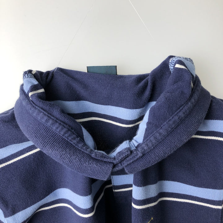 Ralph Lauren POLO by Ralph Lauren CUSTOM FIT Multi-stripe Short-Sleeve Polo Shirt (Size XL, equivalent to men's XL) cotton navy blue type Vintage Second Hand