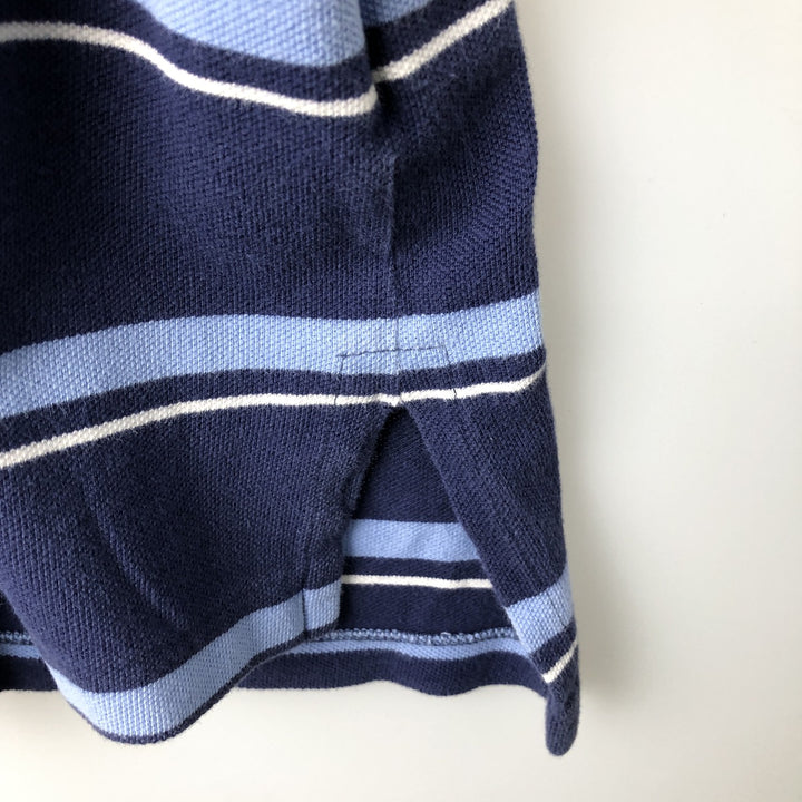 Ralph Lauren POLO by Ralph Lauren CUSTOM FIT Multi-stripe Short-Sleeve Polo Shirt (Size XL, equivalent to men's XL) cotton navy blue type Vintage Second Hand