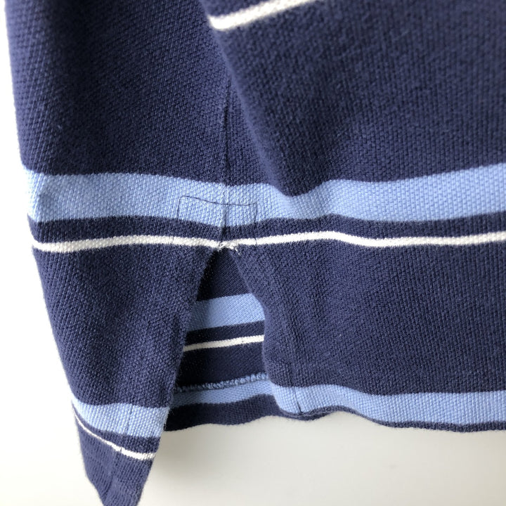 Ralph Lauren POLO by Ralph Lauren CUSTOM FIT Multi-stripe Short-Sleeve Polo Shirt (Size XL, equivalent to men's XL) cotton navy blue type Vintage Second Hand