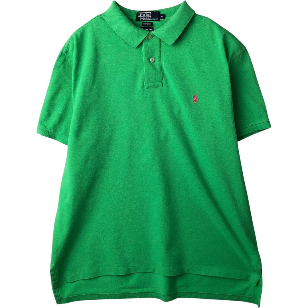 Ralph Lauren POLO by Ralph Lauren SLIM FIT Short-Sleeve Polo Shirt, Men's Size XL (approx.) cotton green type yellow green Vintage Second Hand