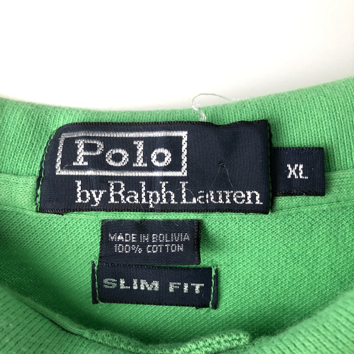 Ralph Lauren POLO by Ralph Lauren SLIM FIT Short-Sleeve Polo Shirt, Men's Size XL (approx.) cotton green type yellow green Vintage Second Hand