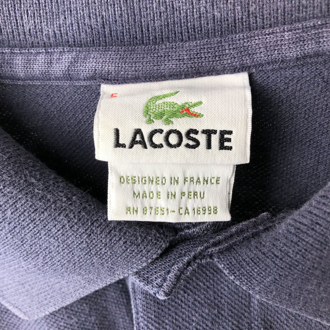 Lacoste Designed in France Short Sleeve Polo Shirt, Size 5, Men's Size L cotton navy blue type Vintage Second Hand
