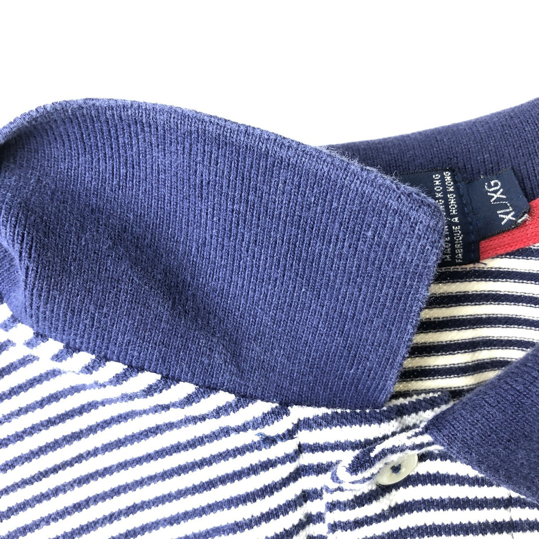 Ralph Lauren POLO by Ralph Lauren short sleeve striped polo shirt, men's XL size cotton white type Vintage Second Hand
