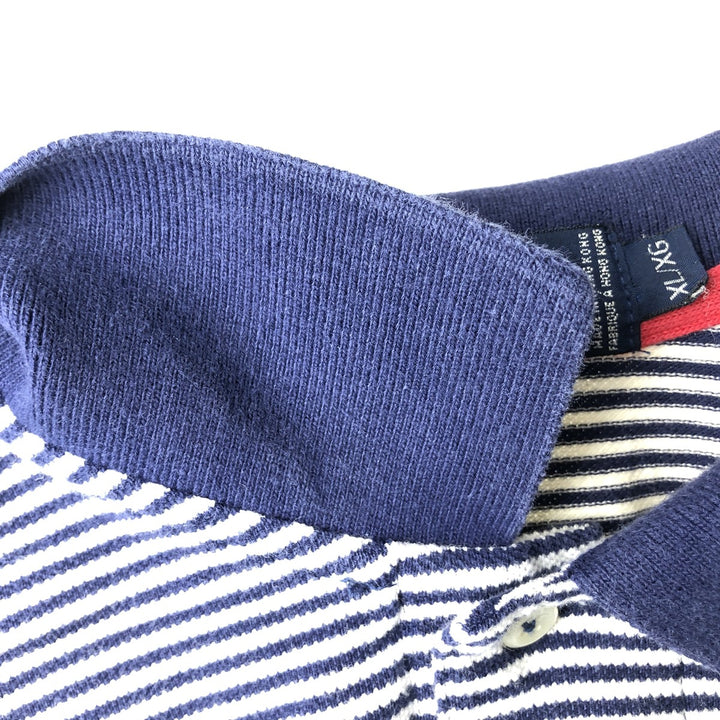 Ralph Lauren POLO by Ralph Lauren short sleeve striped polo shirt, men's XL size cotton white type Vintage Second Hand