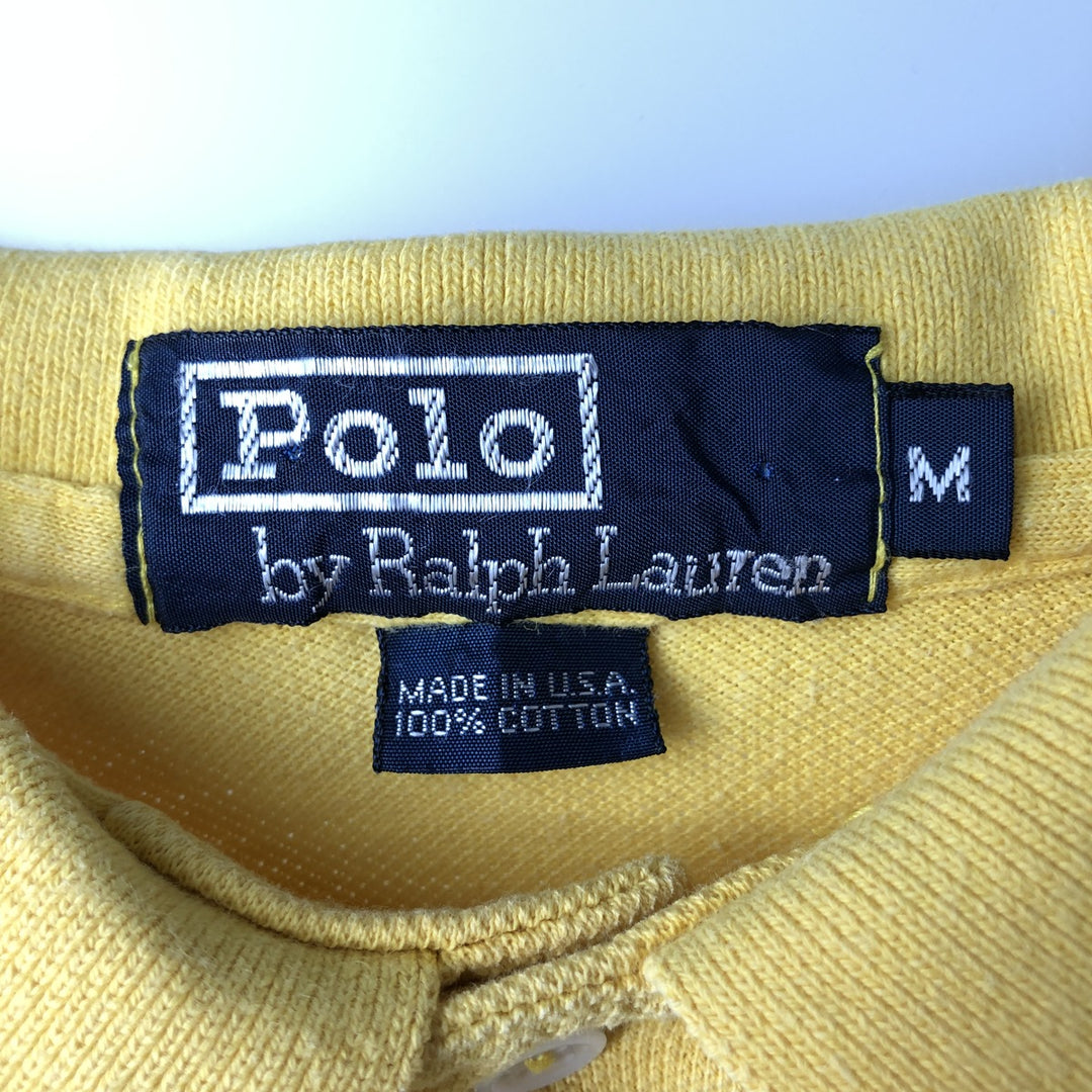 ~90'S Ralph Lauren POLO by Ralph Lauren Short-Sleeve Polo Shirt, Made in USA, Men's Size M (Equivalent), Vintage cotton yellow type Vintage Second Hand