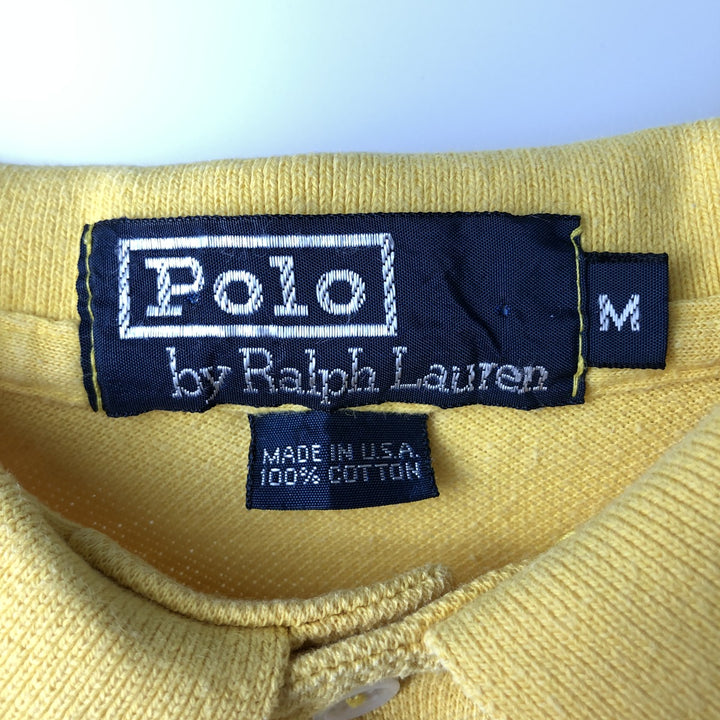 ~90'S Ralph Lauren POLO by Ralph Lauren Short-Sleeve Polo Shirt, Made in USA, Men's Size M (Equivalent), Vintage cotton yellow type Vintage Second Hand