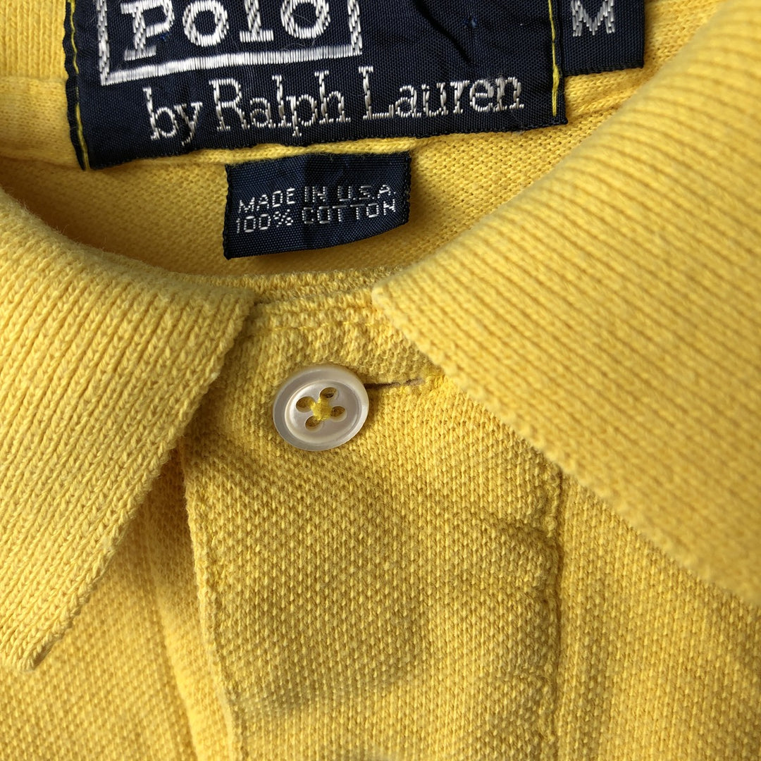 ~90'S Ralph Lauren POLO by Ralph Lauren Short-Sleeve Polo Shirt, Made in USA, Men's Size M (Equivalent), Vintage cotton yellow type Vintage Second Hand