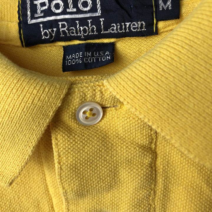 ~90'S Ralph Lauren POLO by Ralph Lauren Short-Sleeve Polo Shirt, Made in USA, Men's Size M (Equivalent), Vintage cotton yellow type Vintage Second Hand