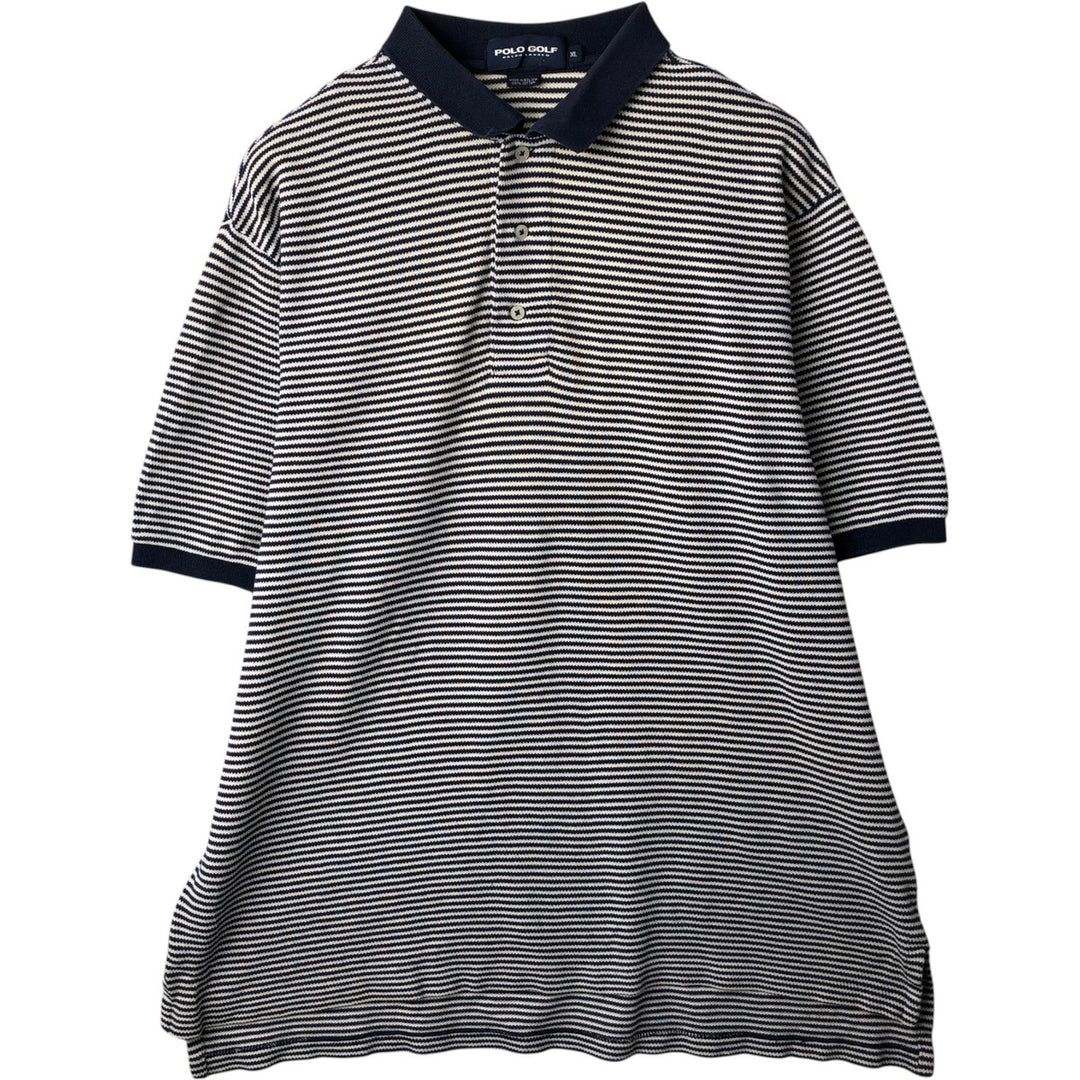 Ralph Lauren POLO GOLF Short Sleeve Striped Polo Shirt Men's XL cotton white type Vintage Second Hand