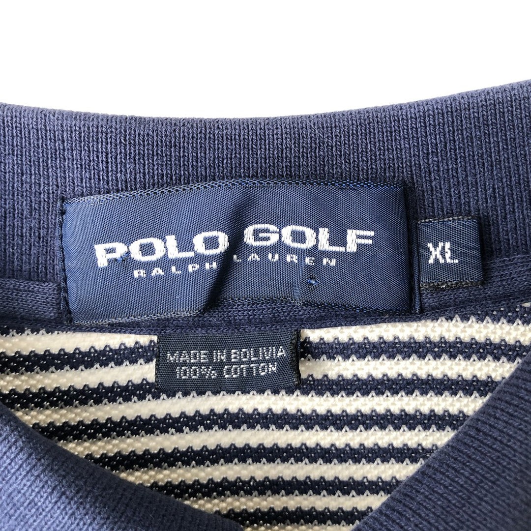 Ralph Lauren POLO GOLF Short Sleeve Striped Polo Shirt Men's XL cotton white type Vintage Second Hand