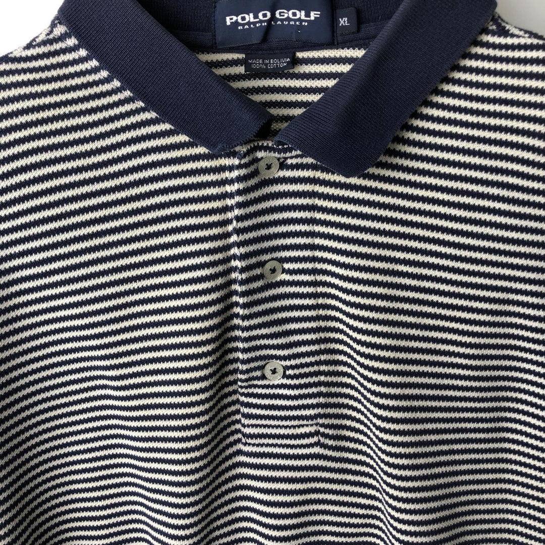 Ralph Lauren POLO GOLF Short Sleeve Striped Polo Shirt Men's XL cotton white type Vintage Second Hand