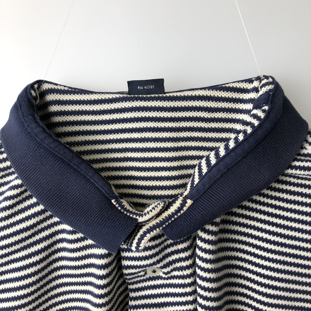 Ralph Lauren POLO GOLF Short Sleeve Striped Polo Shirt Men's XL cotton white type Vintage Second Hand