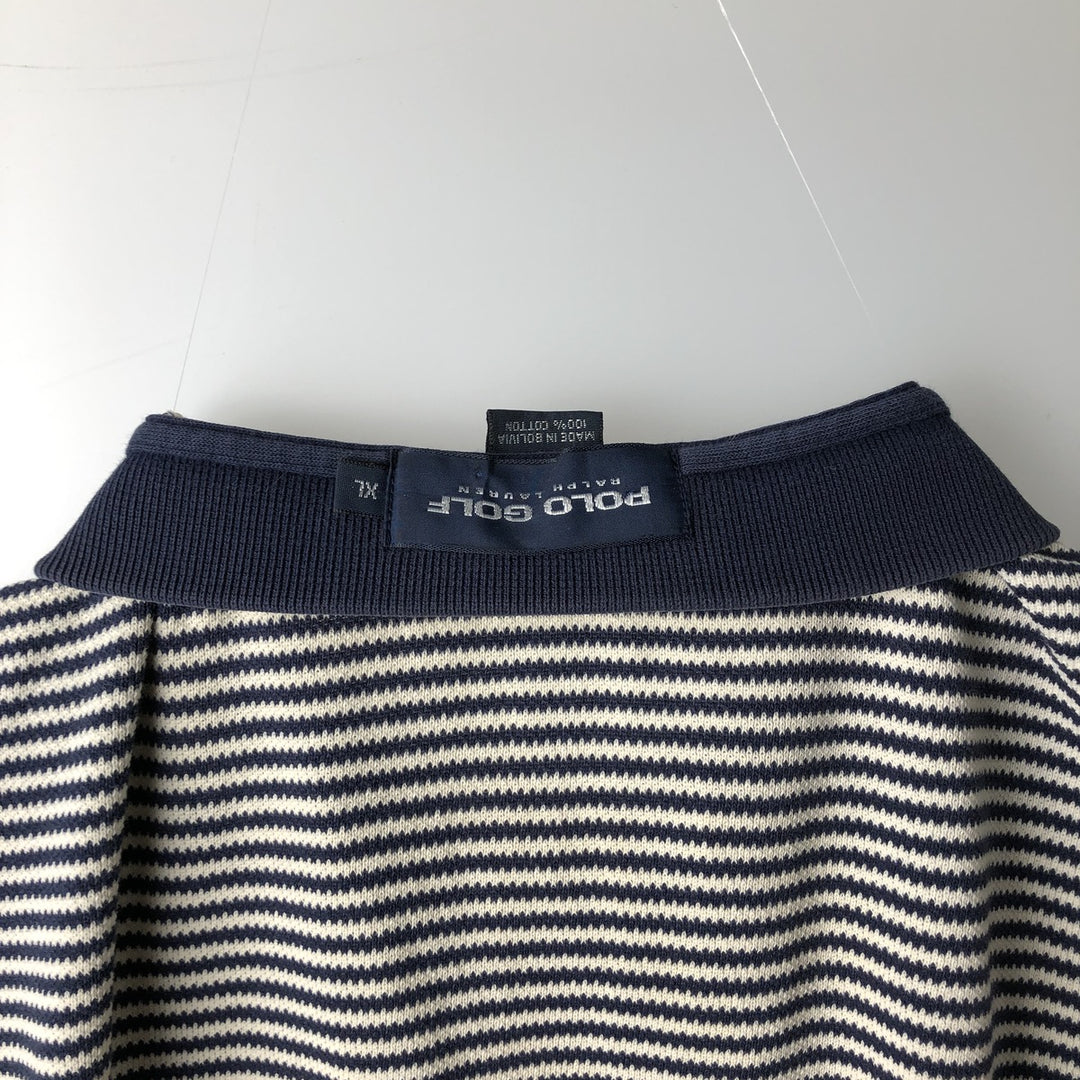 Ralph Lauren POLO GOLF Short Sleeve Striped Polo Shirt Men's XL cotton white type Vintage Second Hand