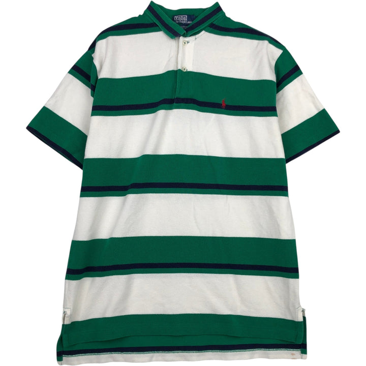 Ralph Lauren POLO by Ralph Lauren short sleeve striped polo shirt, men's XL size cotton green type Vintage Second Hand