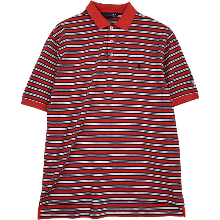 Ralph Lauren POLO GOLF Polo Golf short sleeve striped polo shirt men's size M Pima Cotton orange type Vintage Second Hand