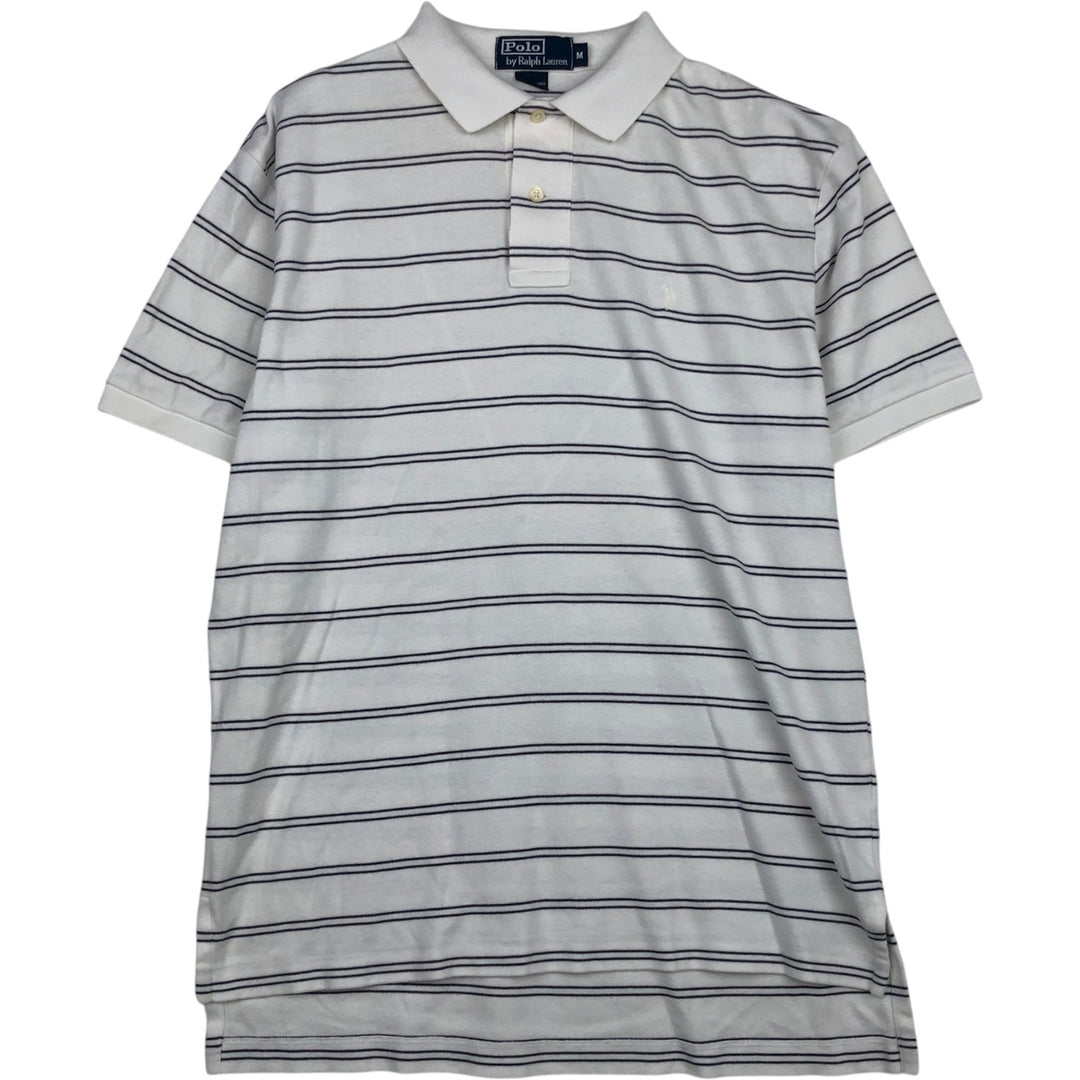 Ralph Lauren POLO by Ralph Lauren short sleeve striped polo shirt, men's size M cotton white type Vintage Second Hand