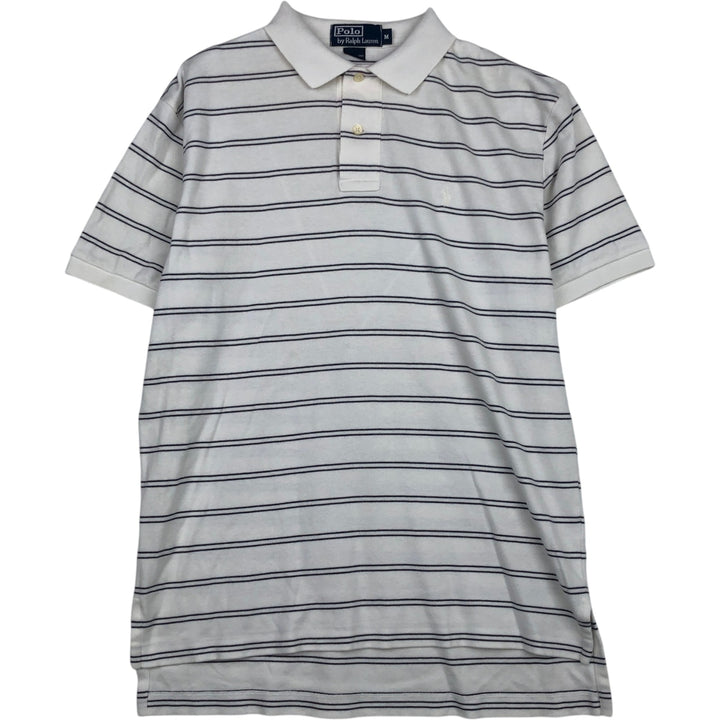 Ralph Lauren POLO by Ralph Lauren short sleeve striped polo shirt, men's size M cotton white type Vintage Second Hand