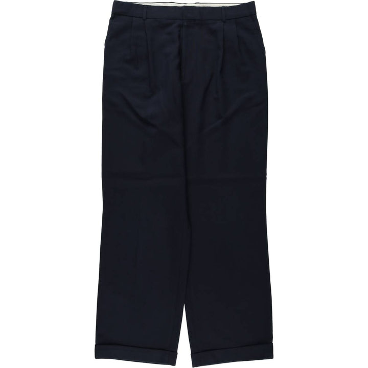 1960s-1970'S MR. LEGGS Two-Pleat Polyester x Wool Trousers, Made in Canada, Men's Size W33 (approx.), Vintage polyester navy blue type Vintage Second Hand
