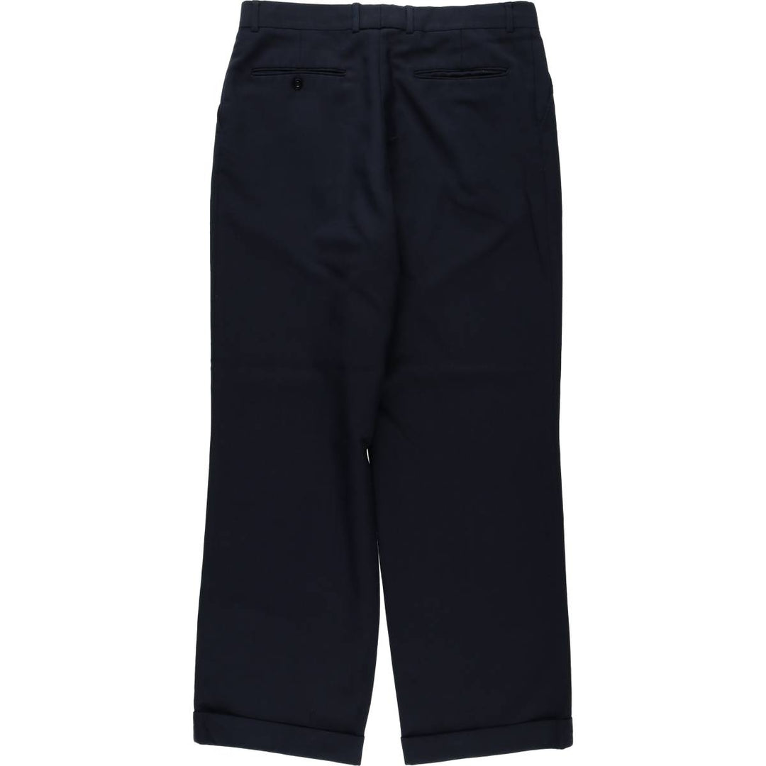 1960s-1970'S MR. LEGGS Two-Pleat Polyester x Wool Trousers, Made in Canada, Men's Size W33 (approx.), Vintage polyester navy blue type Vintage Second Hand