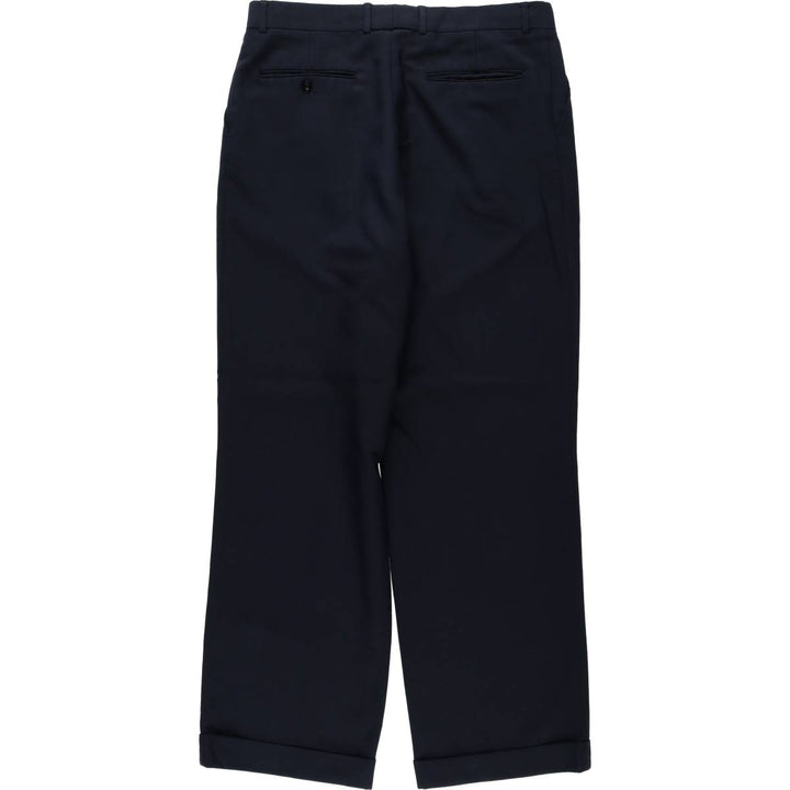 1960s-1970'S MR. LEGGS Two-Pleat Polyester x Wool Trousers, Made in Canada, Men's Size W33 (approx.), Vintage polyester navy blue type Vintage Second Hand