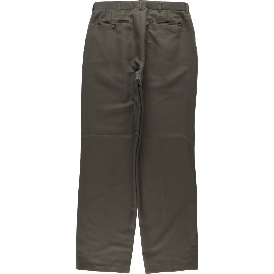 Vintage men's two-pleat slacks from the 1990s, equivalent to size W32. polyester Khaki type sage green Vintage Second Hand