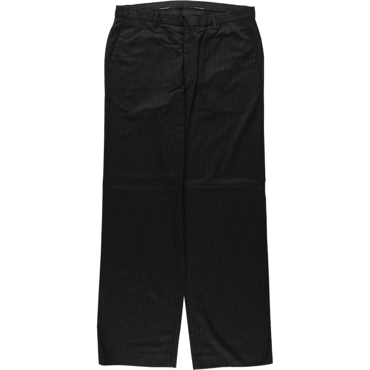 Calvin Klein striped pattern slacks, wide-leg pants, men's size W35 (approx.) polyester black type Vintage Second Hand