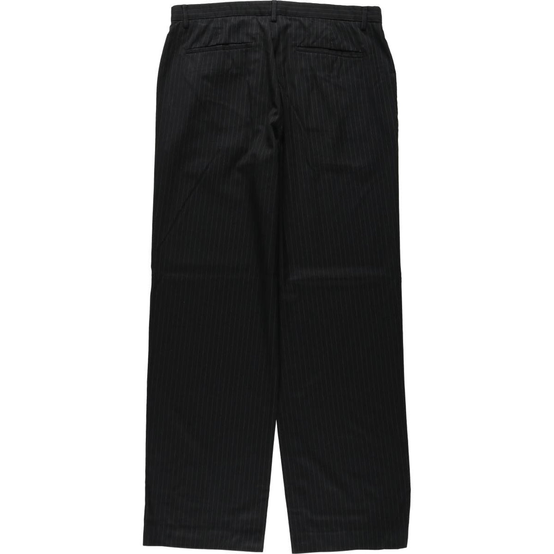 Calvin Klein striped pattern slacks, wide-leg pants, men's size W35 (approx.) polyester black type Vintage Second Hand