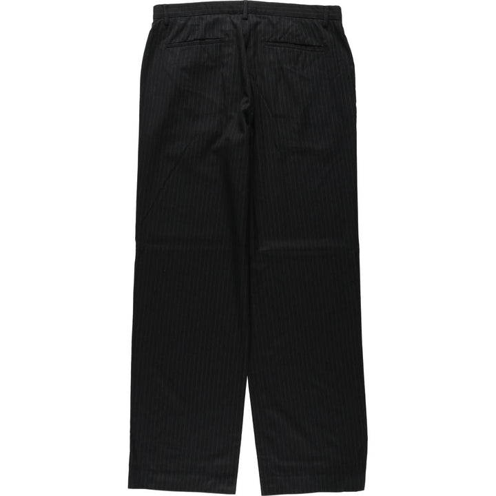 Calvin Klein striped pattern slacks, wide-leg pants, men's size W35 (approx.) polyester black type Vintage Second Hand