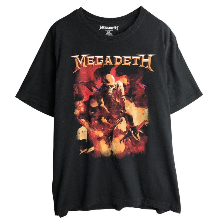 MEGADETH Band T-Shirt, Men's Size L cotton black type Vintage Second Hand