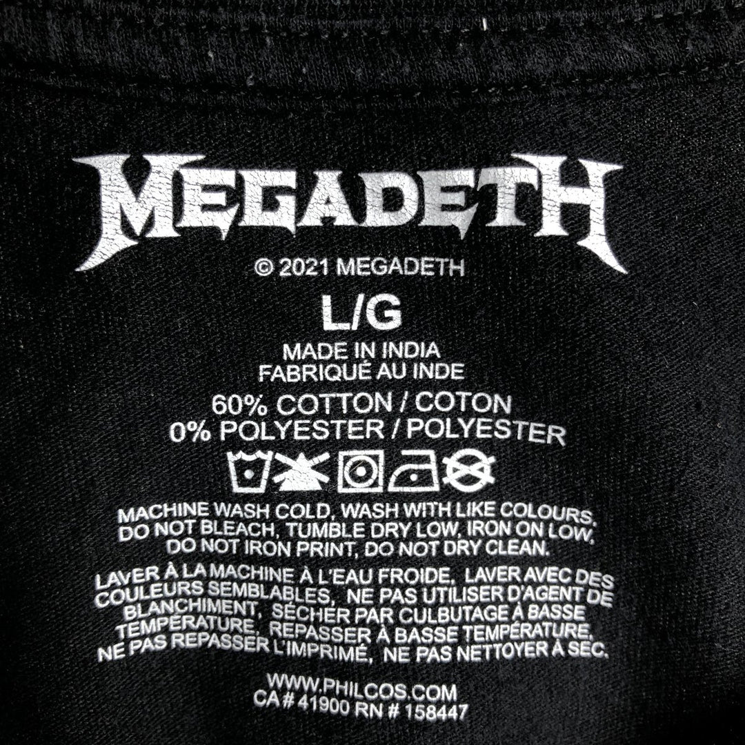 MEGADETH Band T-Shirt, Men's Size L cotton black type Vintage Second Hand