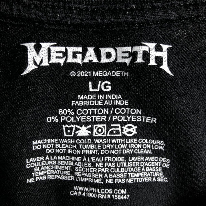 MEGADETH Band T-Shirt, Men's Size L cotton black type Vintage Second Hand