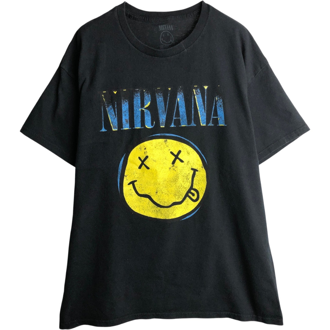 NIRVANA Nirvana Band T-shirt, Band T, Men's L size cotton black type Vintage Second Hand