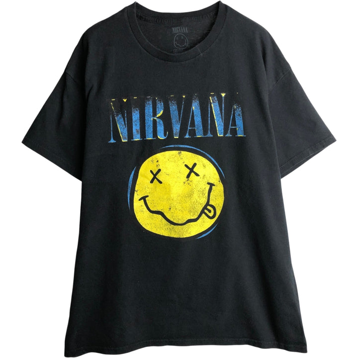 NIRVANA Nirvana Band T-shirt, Band T, Men's L size cotton black type Vintage Second Hand