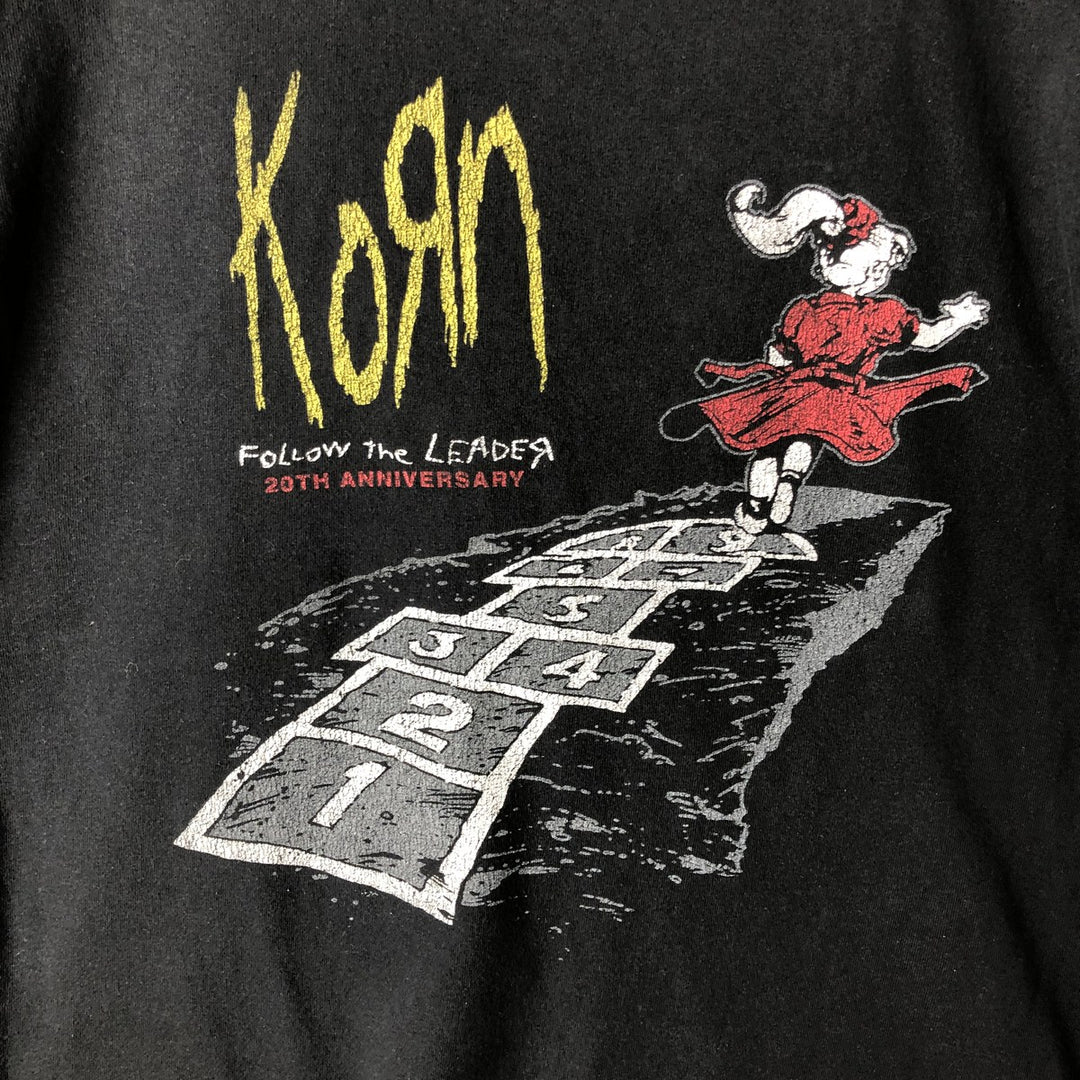 KORN band T-shirt, band T, men's size L cotton black type Vintage Second Hand