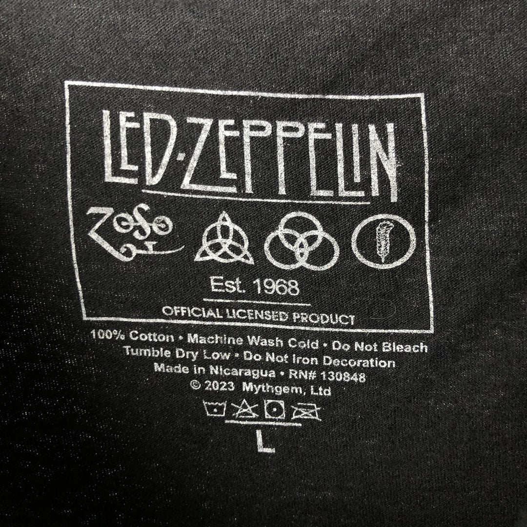 LED ZEPPELIN Led Zeppelin Band T-shirt Band T Men's L size cotton black type Vintage Second Hand