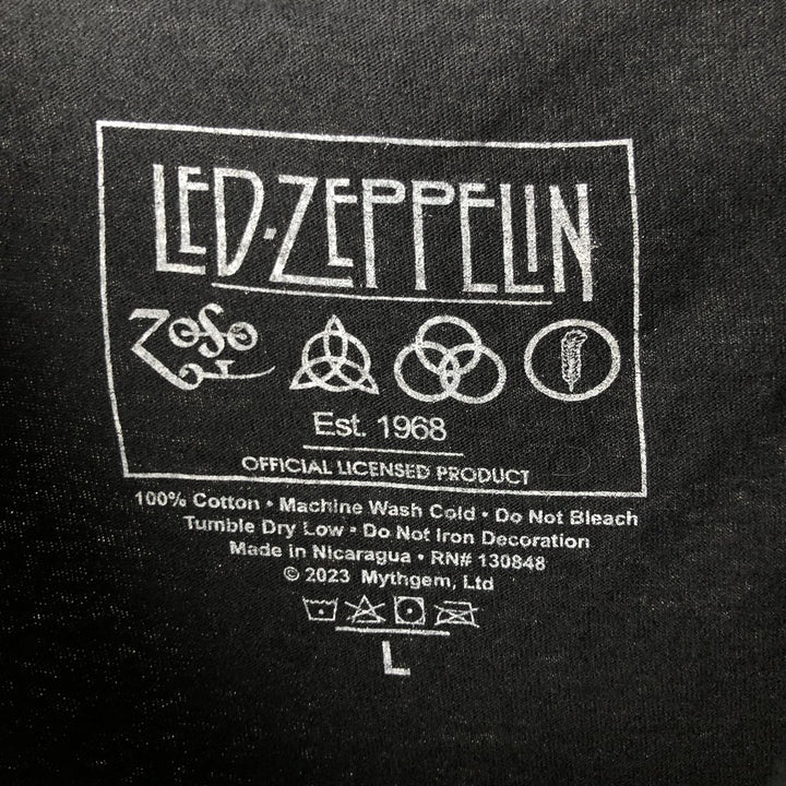 LED ZEPPELIN Led Zeppelin Band T-shirt Band T Men's L size cotton black type Vintage Second Hand