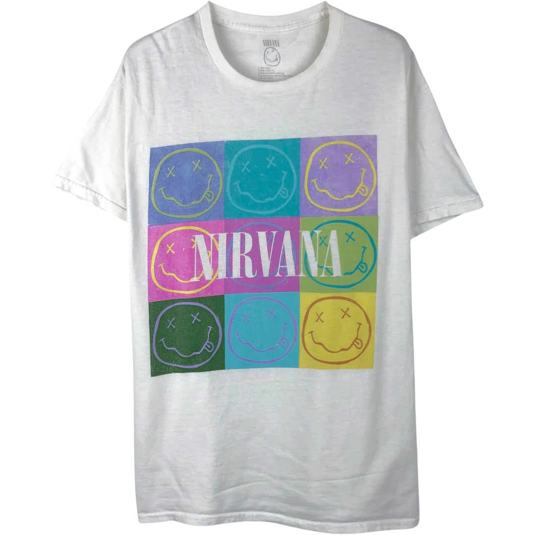 NIRVANA Nirvana Band T-shirt, Band T, Men's L size cotton white type Vintage Second Hand