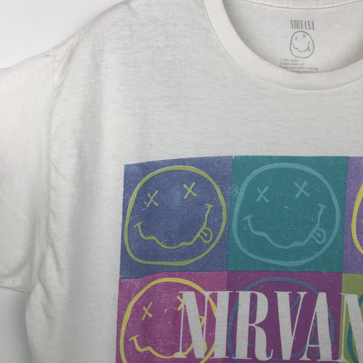 NIRVANA Nirvana Band T-shirt, Band T, Men's L size cotton white type Vintage Second Hand