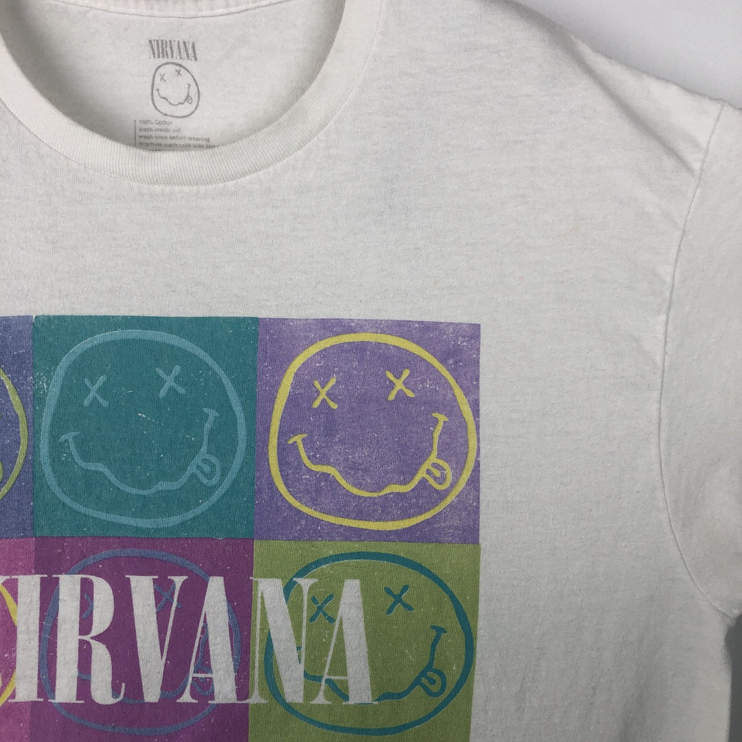 NIRVANA Nirvana Band T-shirt, Band T, Men's L size cotton white type Vintage Second Hand