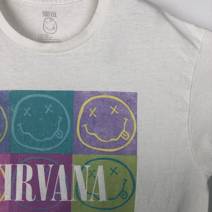 NIRVANA Nirvana Band T-shirt, Band T, Men's L size cotton white type Vintage Second Hand