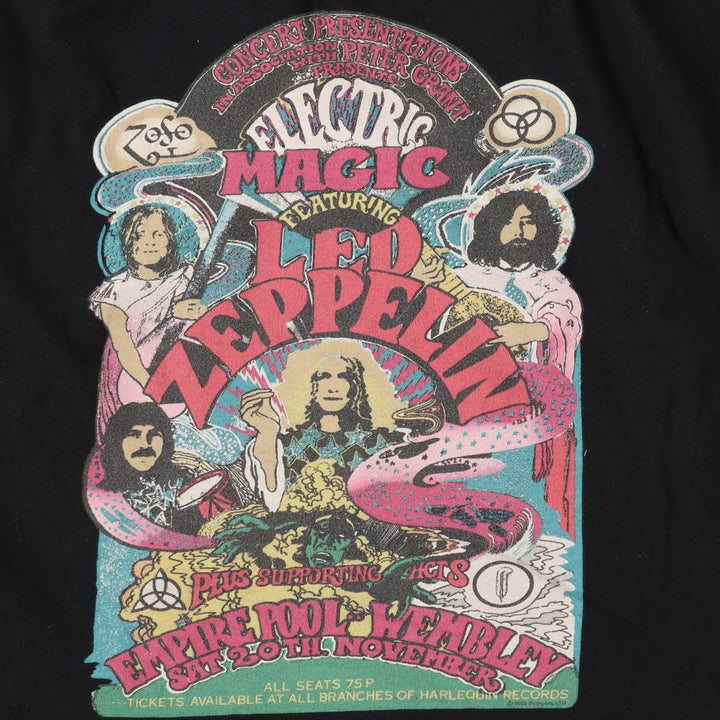 LED ZEPPELIN Led Zeppelin Band T-shirt Band T Men's M size cotton black type Vintage Second Hand