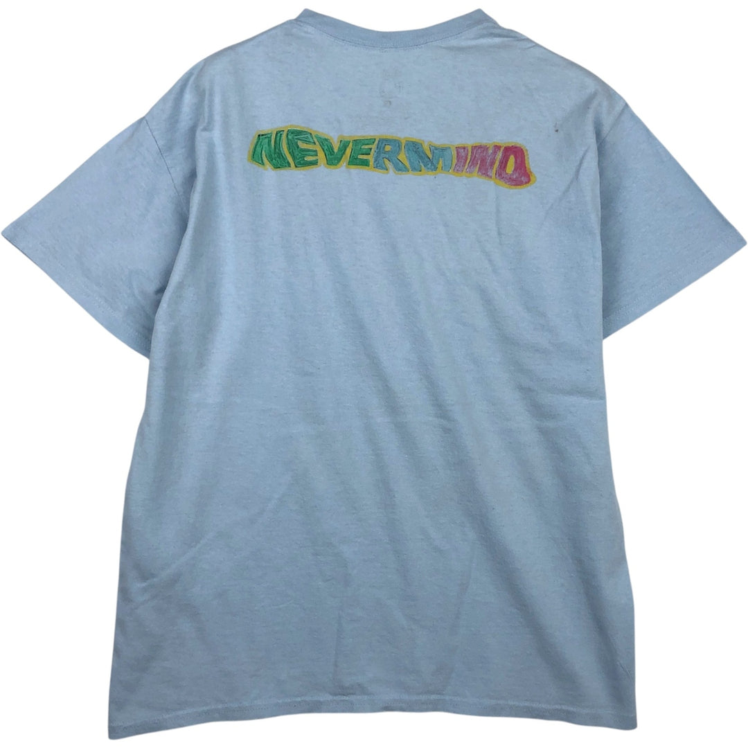 NIRVANA Nirvana Band T-shirt, Band T, Men's L size cotton Blue type light blue Vintage Second Hand