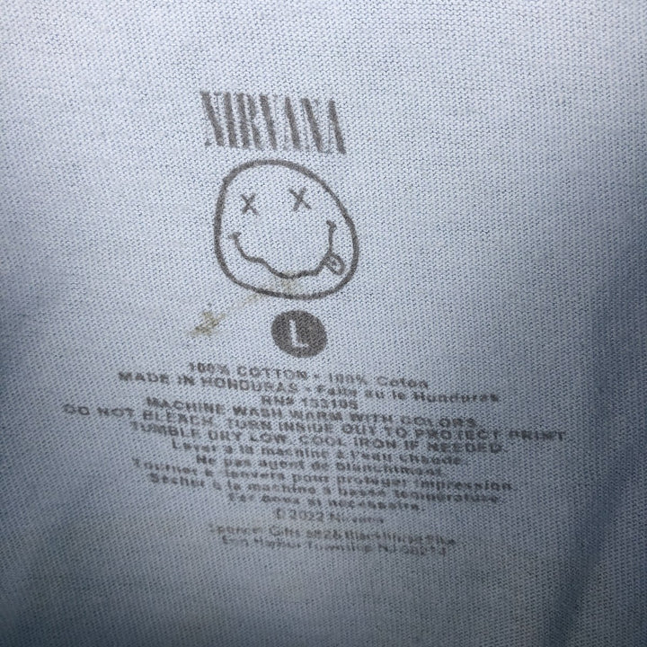NIRVANA Nirvana Band T-shirt, Band T, Men's L size cotton Blue type light blue Vintage Second Hand