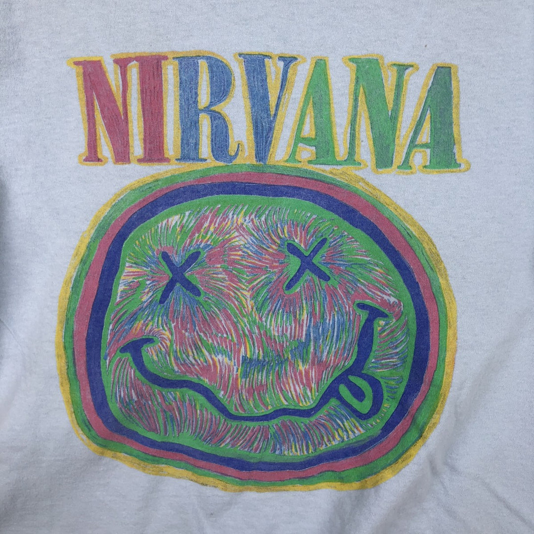NIRVANA Nirvana Band T-shirt, Band T, Men's L size cotton Blue type light blue Vintage Second Hand