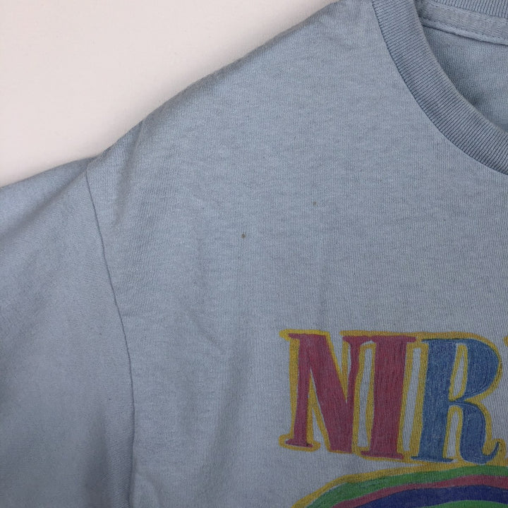 NIRVANA Nirvana Band T-shirt, Band T, Men's L size cotton Blue type light blue Vintage Second Hand
