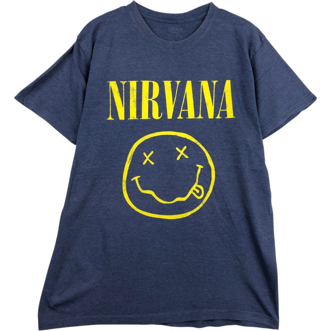 NIRVANA Nirvana Band T-shirt, Band T, Men's XL size unclear navy blue type Vintage Second Hand