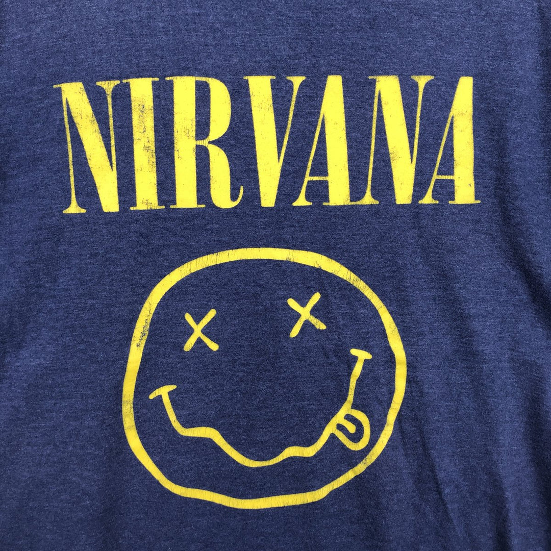 NIRVANA Nirvana Band T-shirt, Band T, Men's XL size unclear navy blue type Vintage Second Hand