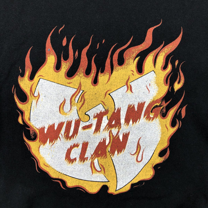 Wu-Tang Clan Fire Pattern Rap T-Shirt (Men's Size M) cotton black type Vintage Second Hand