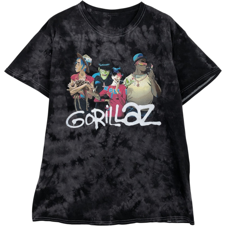 GORILLAZ Tie-dye Pattern Band T-shirt (Men's Size M) unclear Charcoal Vintage Second Hand